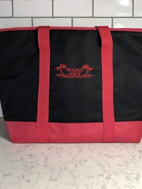 Trader Joe's Large Red & Black Insulated Cooler Tote Bag